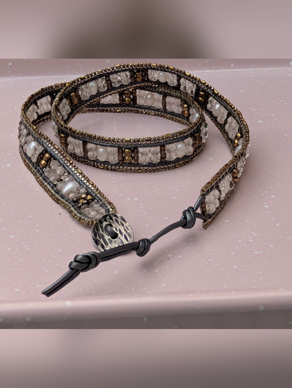 Silpada Layers Of Luxury Wrap Bracelet.  Double Wrap Button Closure.  Like New